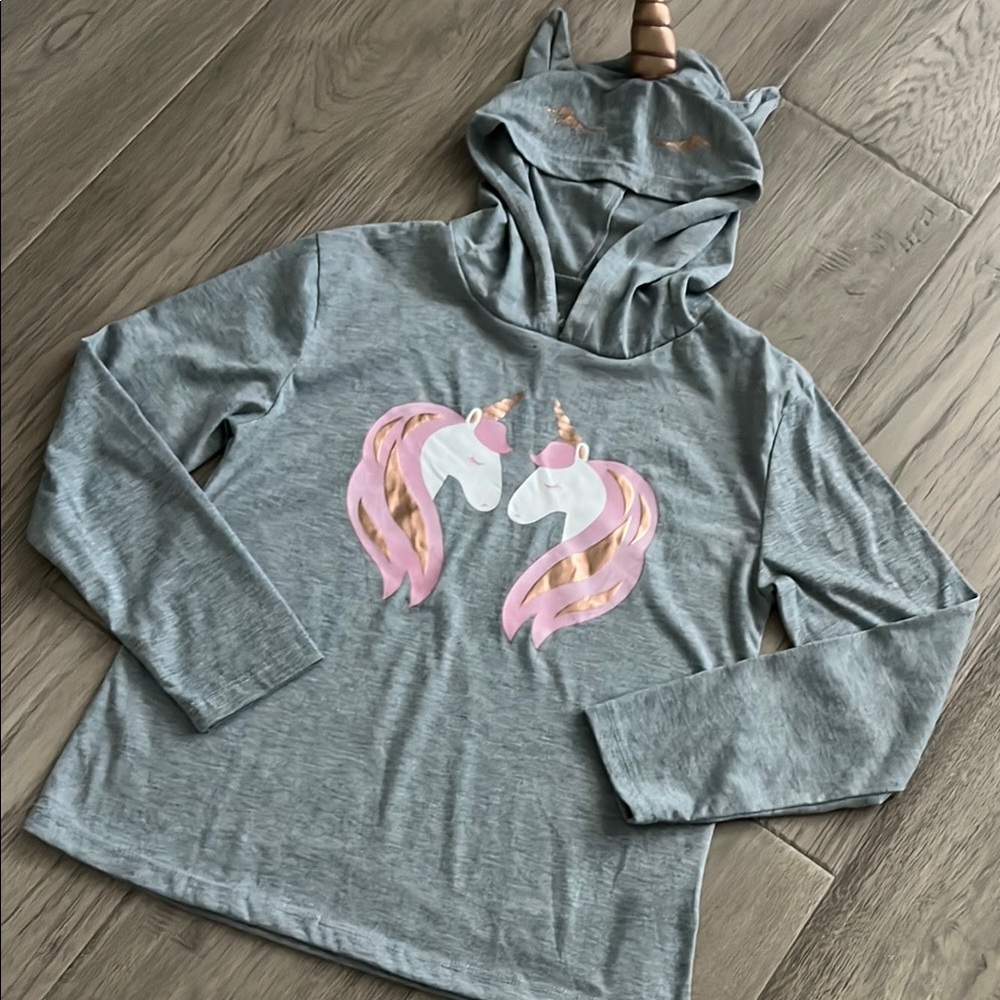 NWOT Gray Unicorn Hoodie for Kids